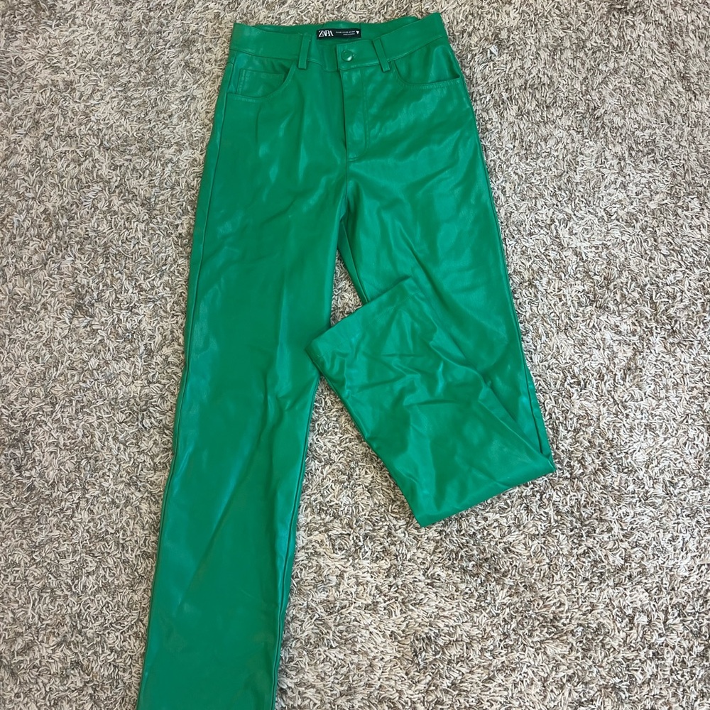 Zara Green Leather Pants